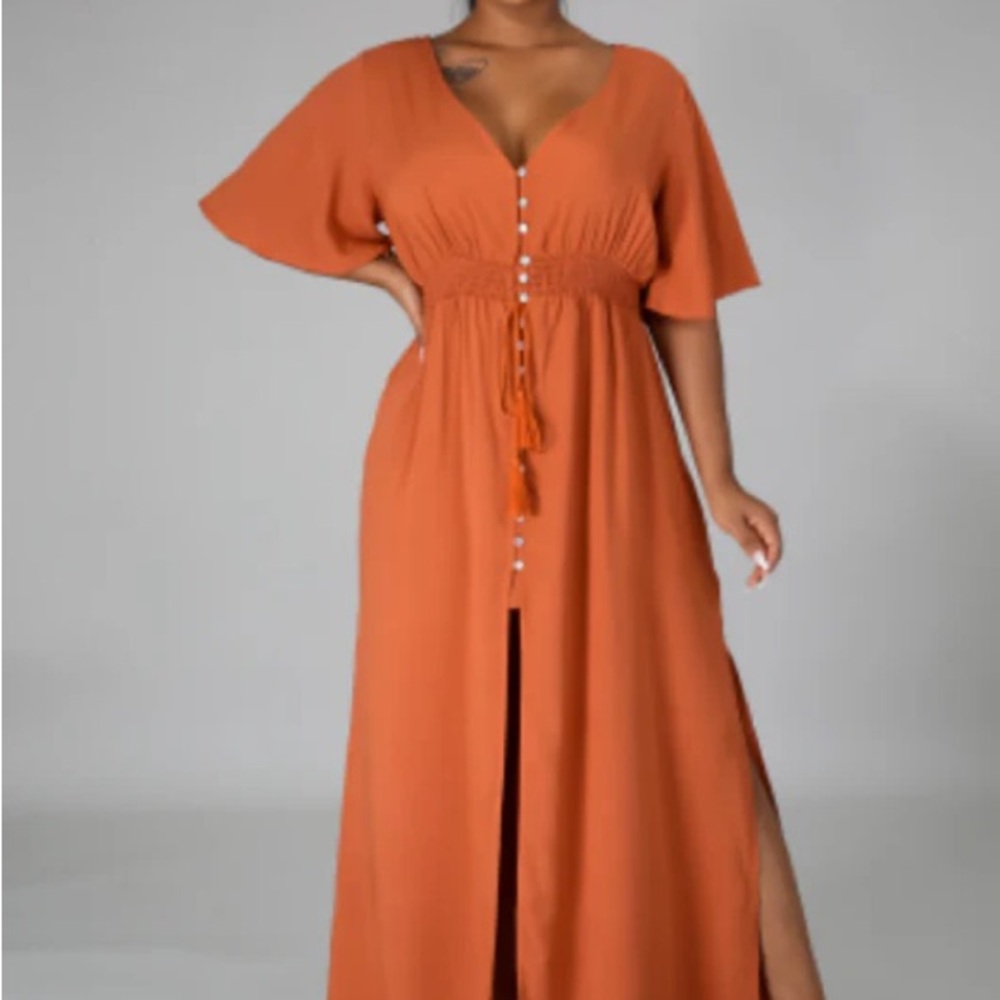 Elegant Orange Maxi Dress